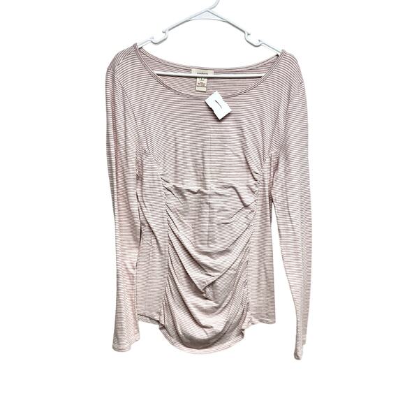 Sundance Women's Catalog Princess Ruched Striped Long Sleeve Top Size Large - Picture 1 of 3
